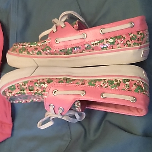 Women's SPERRY 'LIKE NEW! floral pink shoes sz 5.5 - Picture 4 of 10